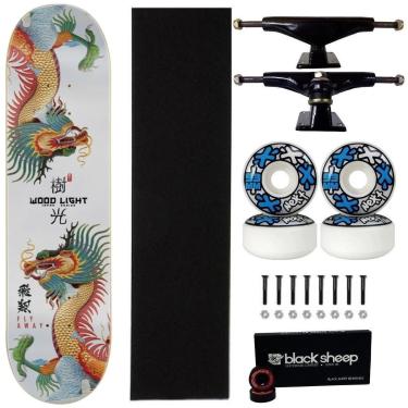 Imagem de Skate Wood Light Montado 8.5 Marfim Fibra Next 53 Abec 15-Masculino