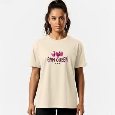 Imagem de Camiseta Feminina Algodão Premium GYM QUEEN Caminhada Academia-Feminino