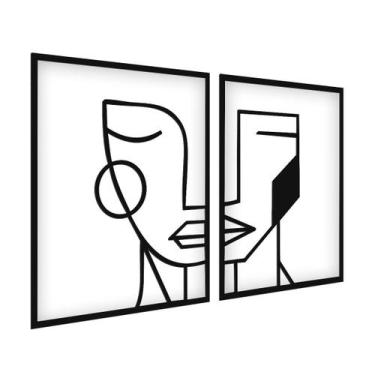 Imagem de Conjunto 3 quadros alto relevo fundo para parede preto - Decoraset