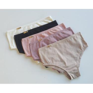 Imagem de kit 5 Calcinha De Algodão Cós Alto , Dia a Dia, Pós Parto e Gestante -