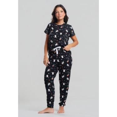 Imagem de Pijama Calça e Blusa M/C Malha Preto Polar Salvatore Fashion, M