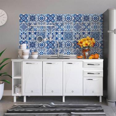 Imagem de Balcão de Cozinha para Pia 180 Cm Star New 4 Portas 2 Gavetas Branco - Telasul