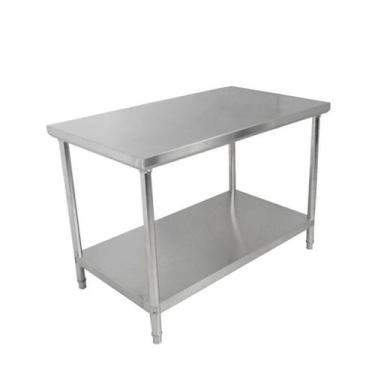 Imagem de Bancada Mesa Total Inox 120x70cm Industrial Com Prateleira - Frigopro