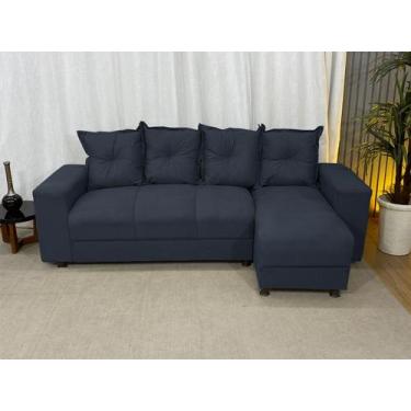 Imagem de Sofá de 4 lugares com Chaise Espaçoso Barato Cinza Grafite - MULTI MÓV
