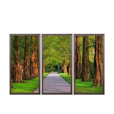 Imagem de Quadros Decorativos em Mosaico com moldura em madeira 103x63 cm e vidr