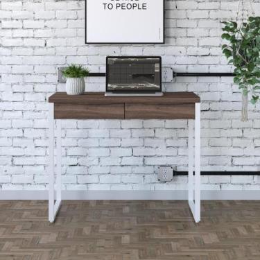 Imagem de Mesa de Escritorio Office C/02 Gavetas Kuadra 90cm Es.Branca - Metalig