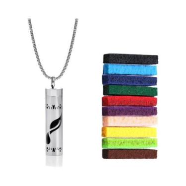 Imagem de Colar Difusor De Óleo Essencial Em Aço Inoxidável Para Mulheres Com Pa