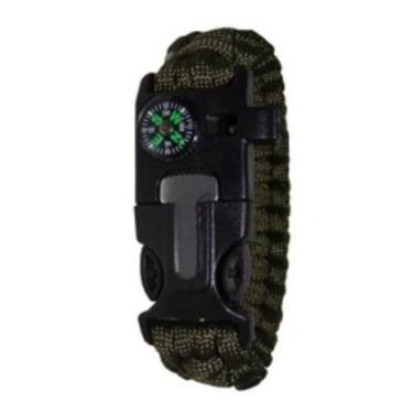 Imagem de Pulseira Bracelete Sobrevivência Apito + Pederneira Favorito, Preta ve