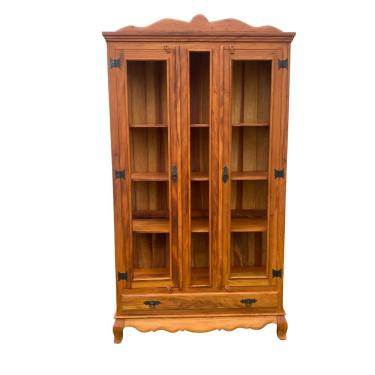 Imagem de Cristaleira Madeira De Demolição 2 Portas Pé Luiz Xv Com Chapéu Em Cima 220 X 115 Sudeste Rústico