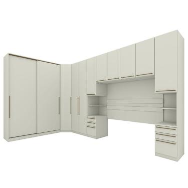 Imagem de Quarto Modulado Casal Seletto 6 Peças Com 2 Portas Deslizantes Areia - Móveis Henn Areia