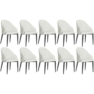 Imagem de Kit 10 Cadeiras De Jantar Estofada Design La Martina - Branca