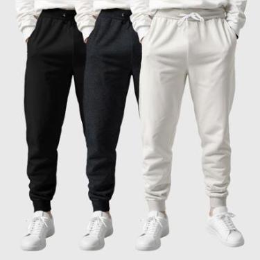 Imagem de Kit 3 Calças Moletom Masculinas Lisas Benellys-Masculino