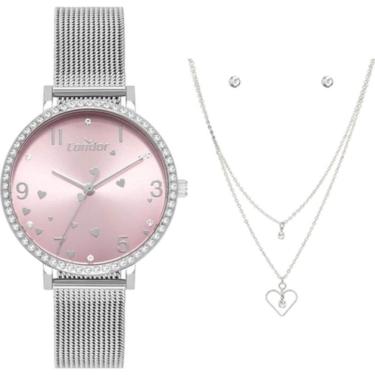 Imagem de Relógio Condor Feminino Ref: Co2035nwg/k4k Prateado + Semijóia