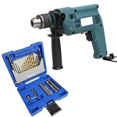 Imagem de Furadeira de Impacto 3/8 POL 550W com Estojo de Brocas e Pontas Kit co