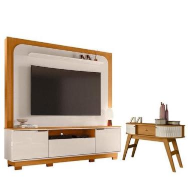 Imagem de Estante Home Theater Nilo com Pés com Aparador Estoril Cinamomo Off Wh