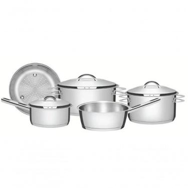 Imagem de Jogo De Panelas Tramontina Solar Em Aço Inox Com Fundo Triplo 5 Peças