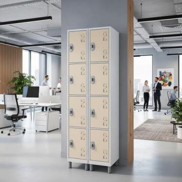 Imagem de Armário Multiuso de Aço com 8 Portas Qualidade - W3, Bege
