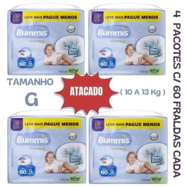 Imagem de Fralda infantil capricho bummis premium hiper g combo 4 pcts c/ 60 frd