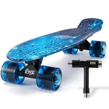 Imagem de Skate KMX 22 Mini Cruiser para crianças de 6 a 12 anos Blue Galaxy