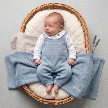Imagem de Saida Maternidade em Tricô Tamine Baby 3 Peças Menino Mateo, Azul