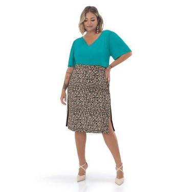 Imagem de Saia Midi Plus Size Canelada Secret - Rovitex, Preto, G1