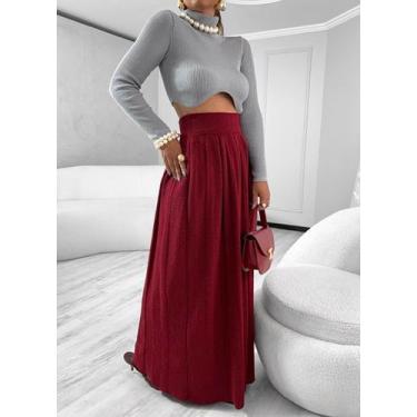 Imagem de Saia Longa Plissada Gode Tricot Mousse Blogueira Moda Luxo - Envelope 