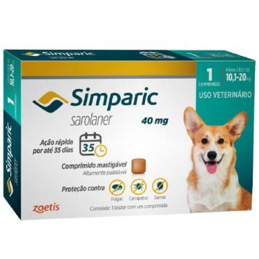 Imagem de Medicamento Veterinário Simparic 40mg Cães 10,120kg 1 comprimido - Zoe