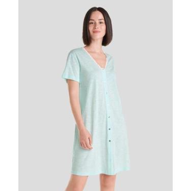 Imagem de Camisola Feminina de Manga Curta Macia Verde Lohe, Verde, XG