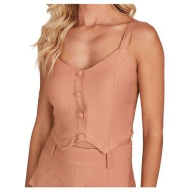 Imagem de Top Feminino Lado Avesso Cropped Laranja Queimado - L12508, PP, Laranj