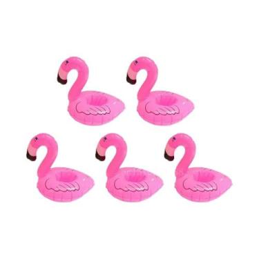 Imagem de Suporte Inflável Rosa Para Bebidas Em Formato De Flamingo, Boia De Pis
