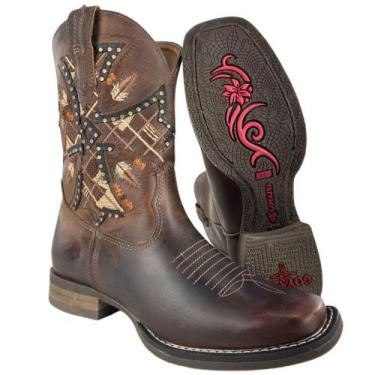 Imagem de Bota Texana Feminina Goyazes Bico Quadrado Flex Couro Dallas Furtacor 