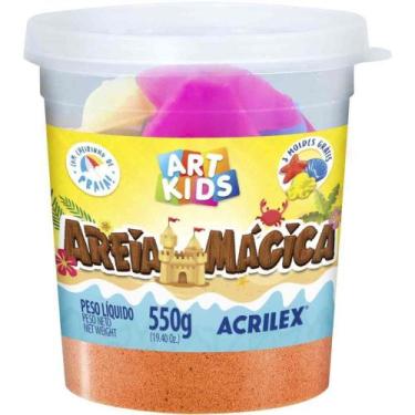 Imagem de Massa Areia Mágica Laranja 550G com Moldes Sensorial - Acrilex