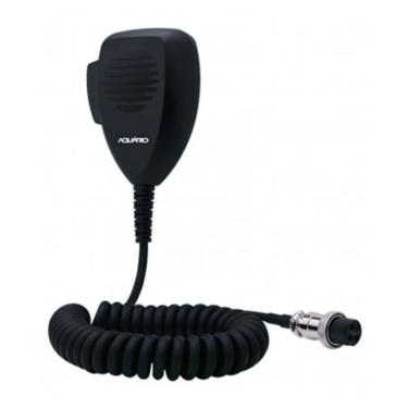 Imagem de Microfone PTT Estático para Rádio PX RP-04 de 4 Pinos Cabo Blindado Espiralado Preto Aquário