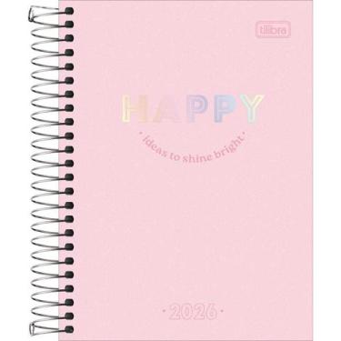 Imagem de Agenda 2026 Happy Espiral 176 Folhas Tilibra, Rosa