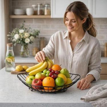 Imagem de Fruteira Mesa Organizador Cozinha Cesto Frutas Suporte Banana Laranja 