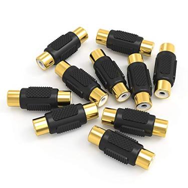 Imagem de ELECTOP Pacote com 10 adaptadores RCA fêmea para fêmea e áudio e vídeo, dourado, para fono, alto-falante, cabo RCA, amplificador