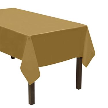 Imagem de Party Essentials 54108MGO-3 Capa de mesa de plástico retangular resistente disponível em 24 cores, 137 x 274 cm, ouro metálico, 3 unidades