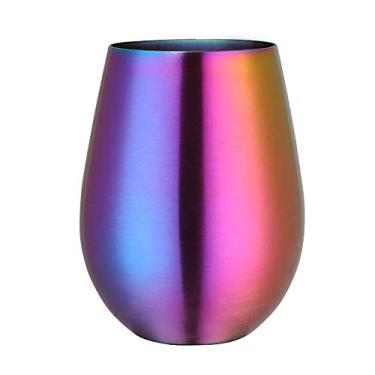 Imagem de Yajun Copo de vinho inoxidável Teel copo reutilizável caneca de café copo portátil para casamento, casa e ar livre, colorido
