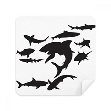 Imagem de Pano de limpeza de tela azul oceano preto tubarão biologia tecido camurça 2 pacotes