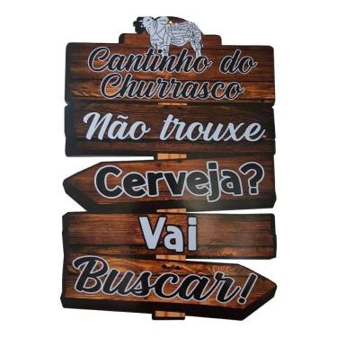 Imagem de Placa ativa De Parede Madeira Bbq Não Trouxe Cerveja