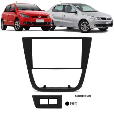 Imagem de Moldura De Painel 2 Din Gol E Voyage G5 2009 Á 2013 + Suportes De Fixação Laterais + Moldura Botões Vidro Elétrico/Farol De Milha