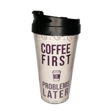 Imagem de Copo Térmico C/ Tampa Coffee First Problems Later - Café - Loja Coisar