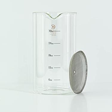 Imagem de Grande conjunto de substituicao de vidro prensado frances; CCC Cafe Crush Club Bonus filtros de cafe SS Bonus, copo de borossilicato endurecido a fogo 1 litro (medidas pretas)