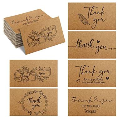 Imagem de 180 mini Thank You for Support My Small Business Thank You for Your Order Cards, Cartões de agradecimento aos clientes para proprietários de pequenas empresas, loja de varejo, 8,8 x 5 cm, tema Kraft