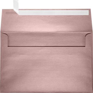 Imagem de LUXPaper Envelopes autovedantes A9 para convites, cartões de férias, notas com destaque e prensa - 38 kg rosa enevoada metálico, tamanho: 14 x 21 cm, pacote com 50 - 5395-M203-50