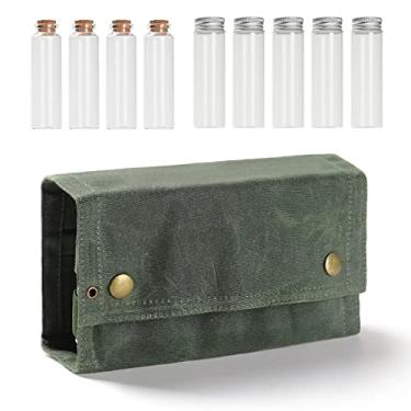 Imagem de Tingpai Bolsa de zenamento portátil pa gar fas de condimentos de acampamento Bolsa de zenamento de lona pa zenamento de temperos com 9 gar fas pa chur sco ao ar livre