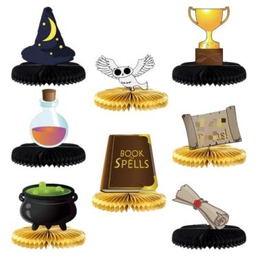 Imagem de 8 peças de decoração de mesa em formato de colmeia para Harry Potter, tema mágico de feiticeiro, decoração de festa
