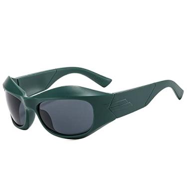 Imagem de Óculos de proteção brancos óculos de sol grandes mulheres de luxo designer esportivo punk óculos de sol masculinos óculos de sol da moda, verde escuro preto, tamanho único
