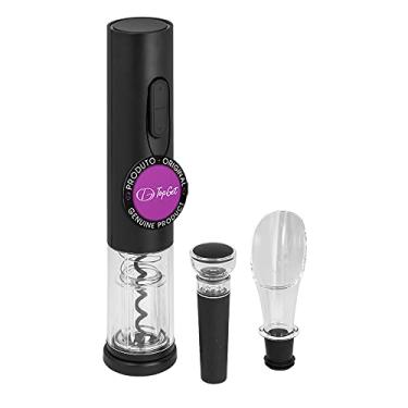 Imagem de Kit Vinho Com Saca Rolas El�trico e Acess�rios Wine TopGet (Preto)
