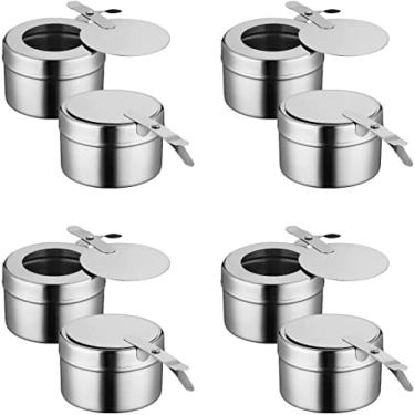 Imagem de 8 Peças Pequeno Suporte De Combustível Para Chafer Latas De Combustível Buffet Porta Combustível Para Buffet Suporte De Combustível De Buffet De Aço Tampa De Oleo Forma De Prato